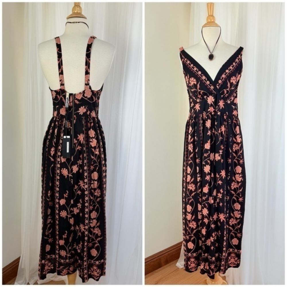 💋Anthropologie Black and Pink Sleeveless Jumpsuit size 4